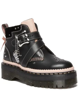 Dr. Martens Caitie Leather Platform Boots Black Pink