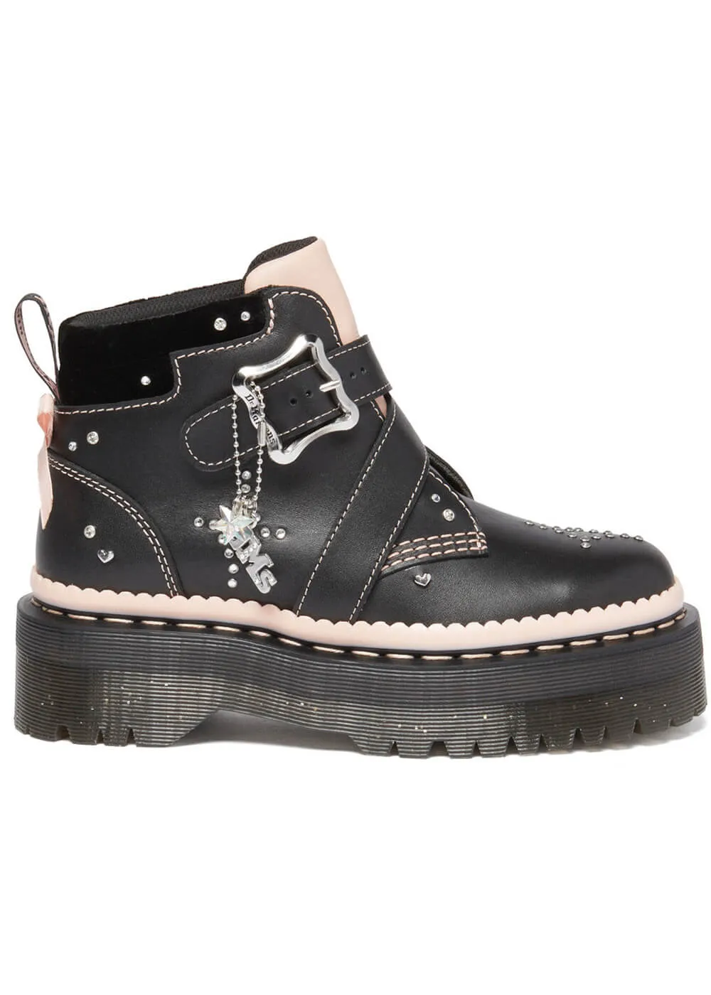 Dr. Martens Caitie Leather Platform Boots Black Pink
