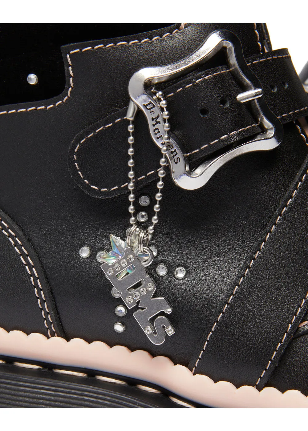 Dr. Martens Caitie Leather Platform Boots Black Pink