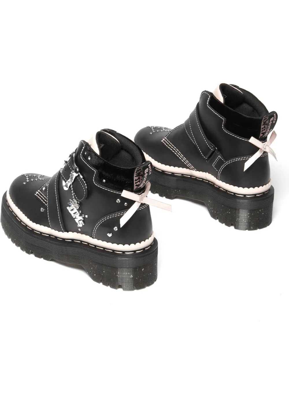Dr. Martens Caitie Leather Platform Boots Black Pink