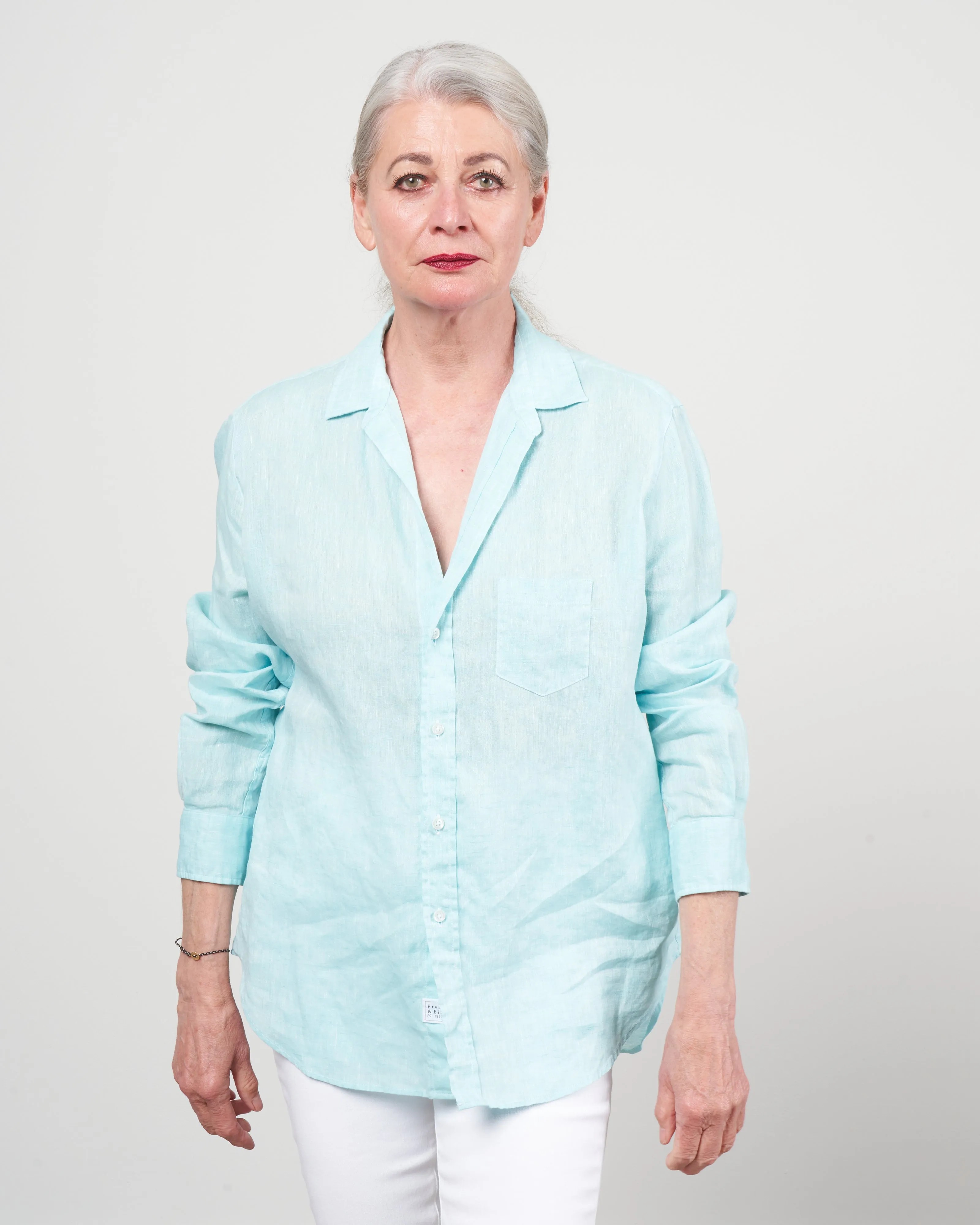 eileen woven button up - seal sea foam