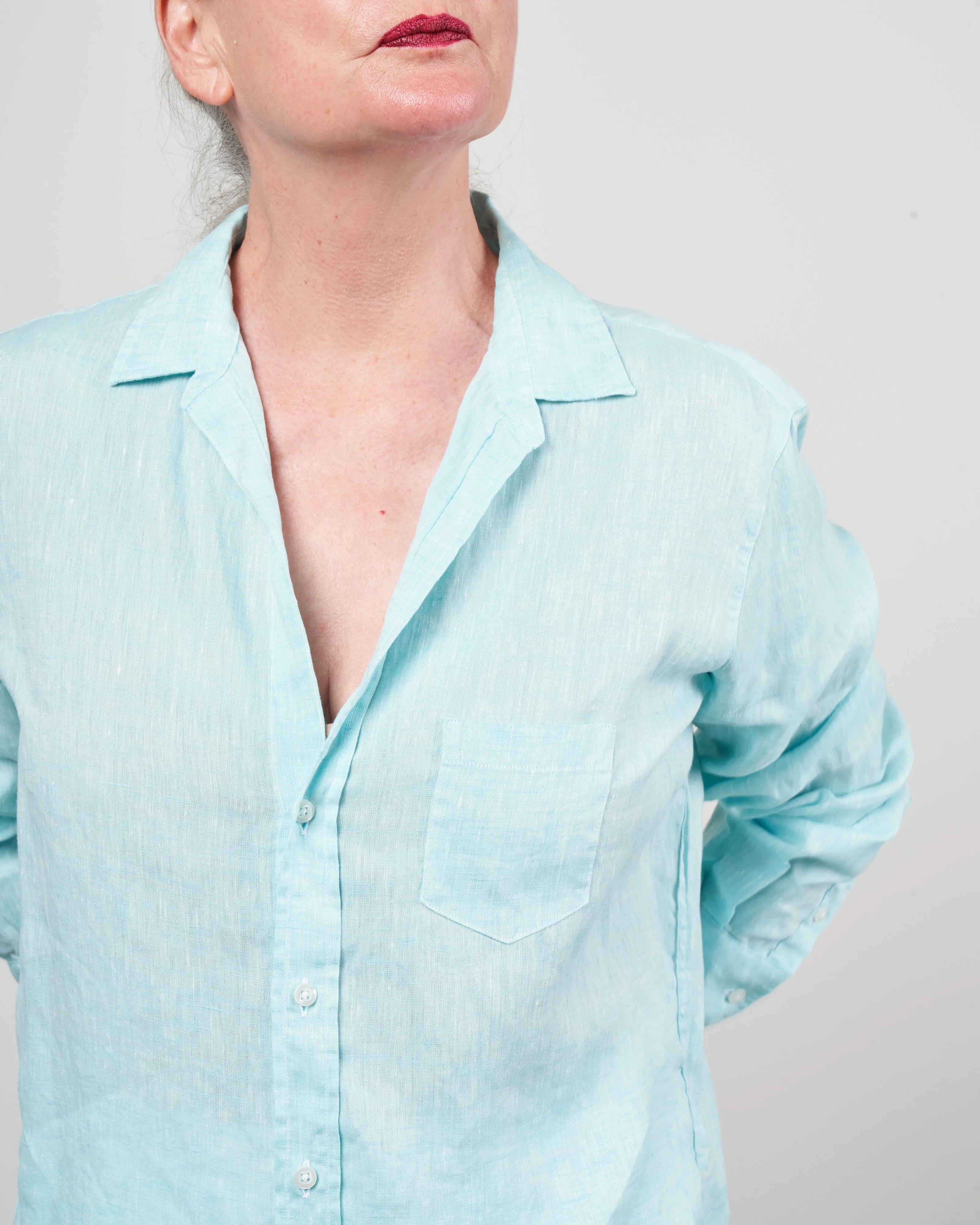 eileen woven button up - seal sea foam
