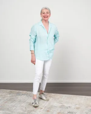 eileen woven button up - seal sea foam