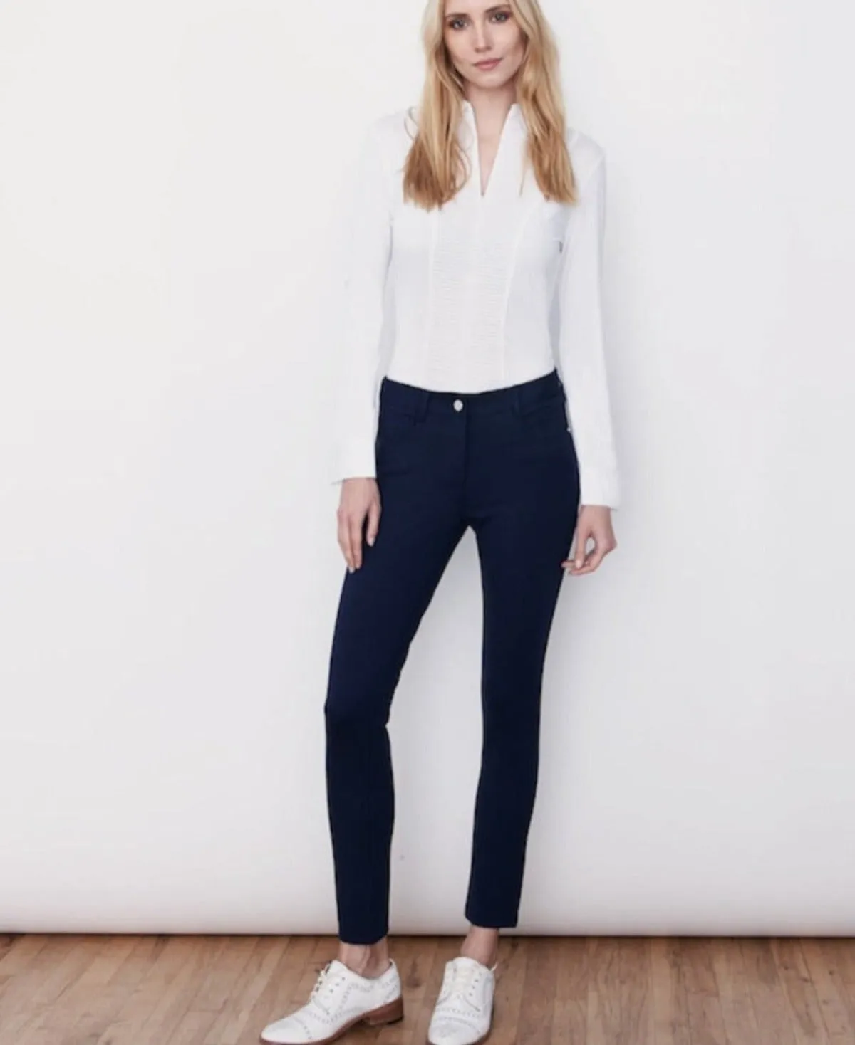 Eliza Double Knit Power Sculpt Stretch Tailored  5-Pocket Pant