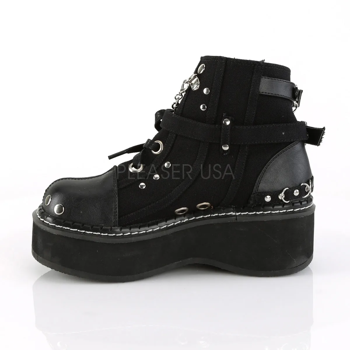 EMILY-317  Black Canvas-Vegan Leather