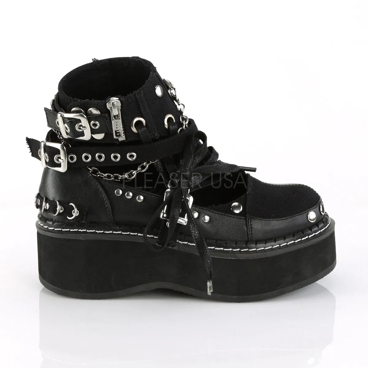 EMILY-317  Black Canvas-Vegan Leather