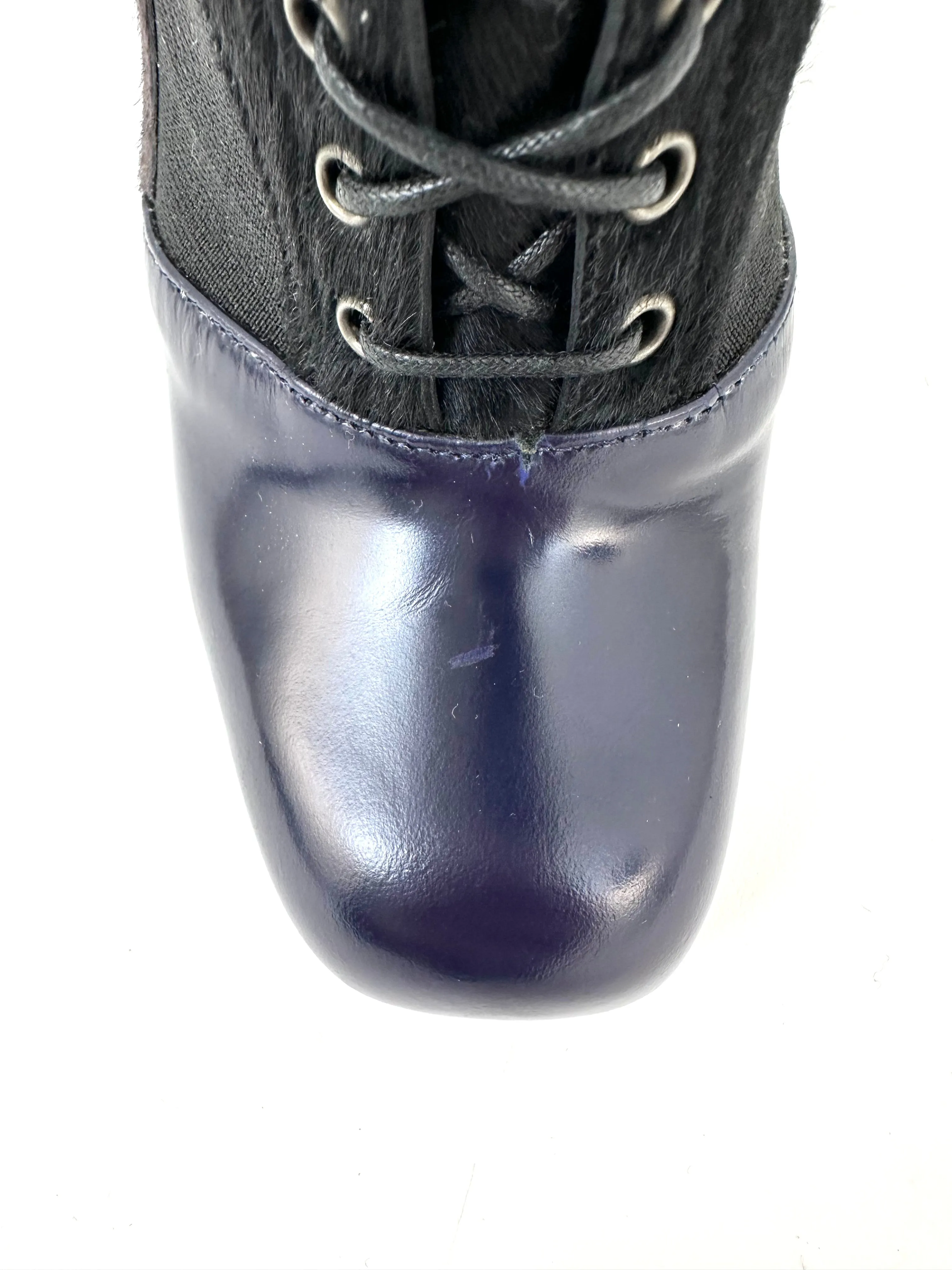 Fendi Tronchetto Ponyhair Lace-Up Boots