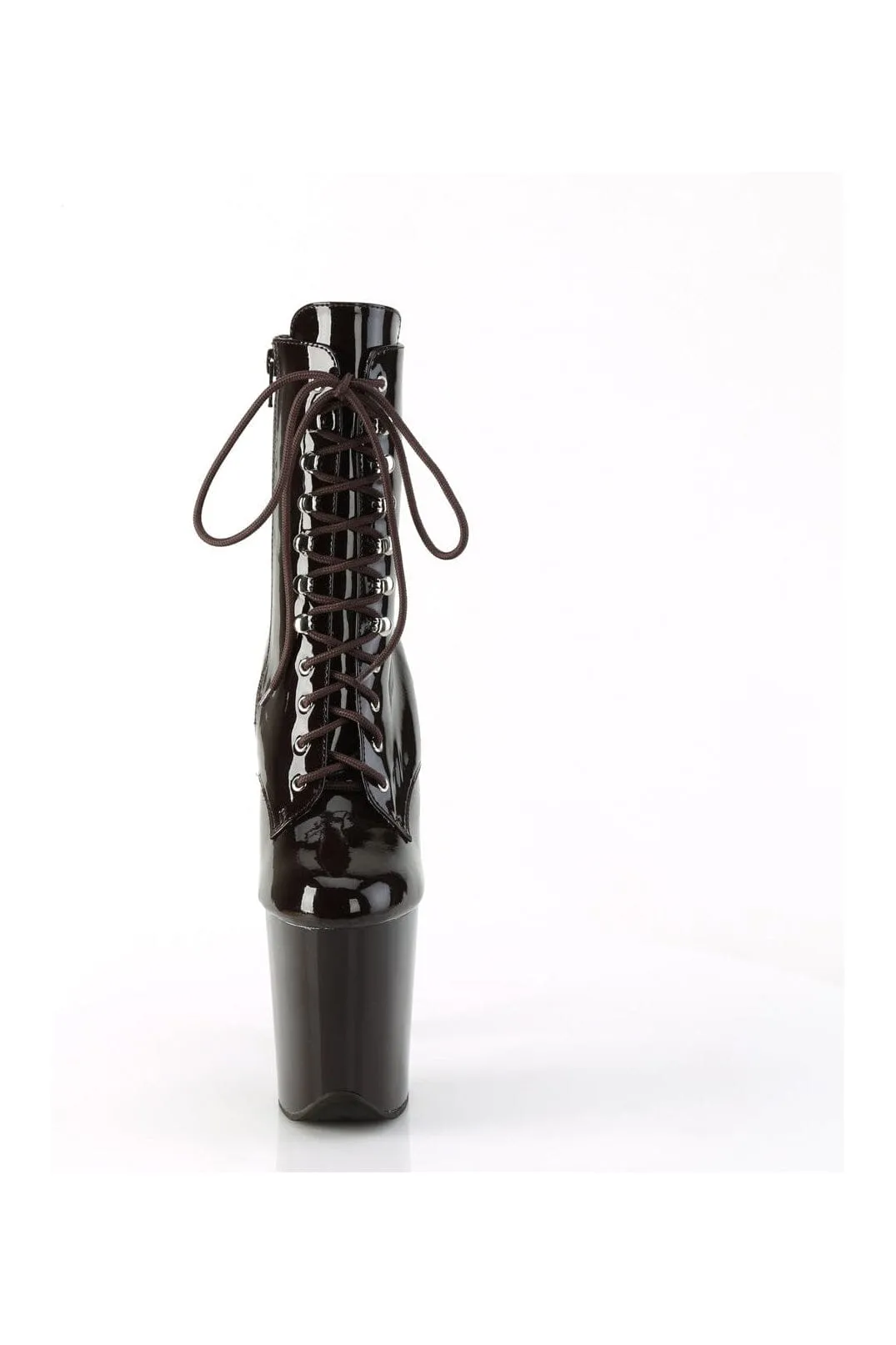 FLAMINGO-1020 Brown Patent Ankle Boot