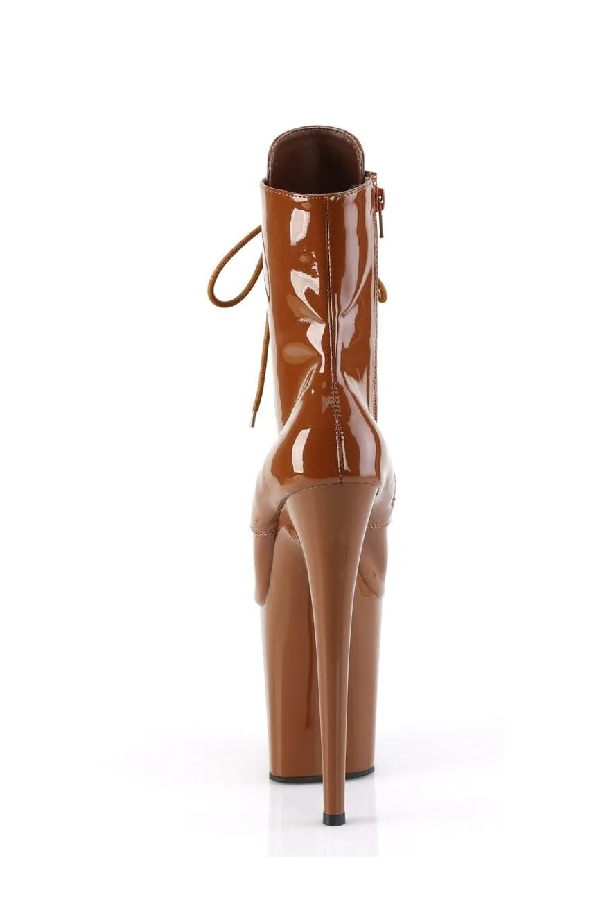 FLAMINGO-1020 Brown Patent Ankle Boot