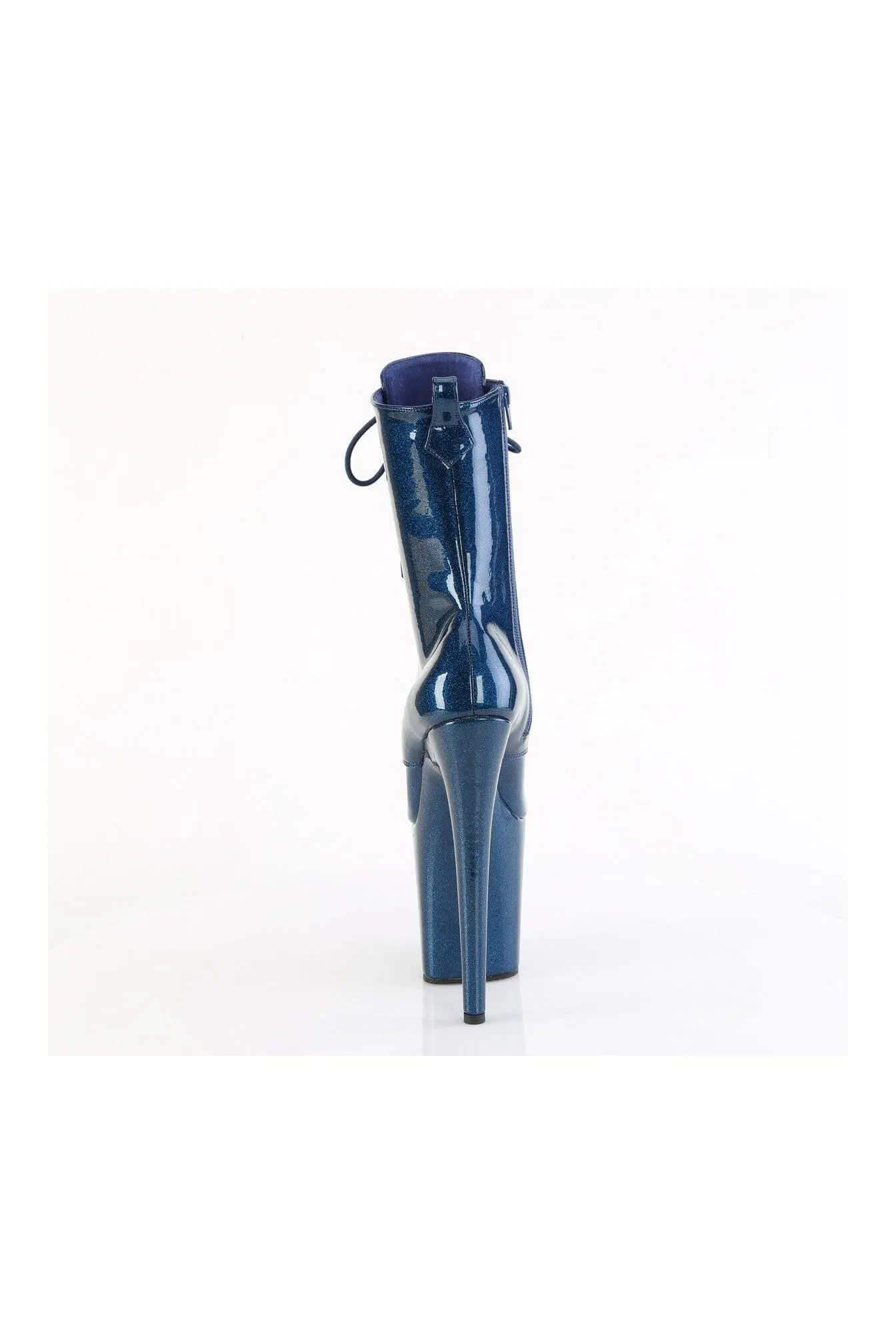 FLAMINGO-1040GP Blue Glitter Patent Ankle Boot