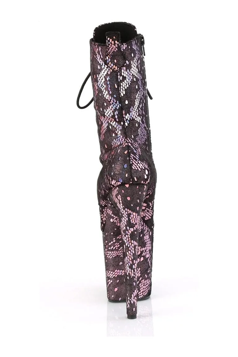 FLAMINGO-1040SPF Pink Faux Snake Ankle Boot