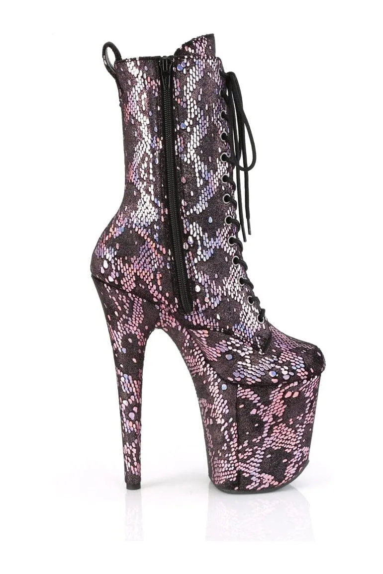 FLAMINGO-1040SPF Pink Faux Snake Ankle Boot