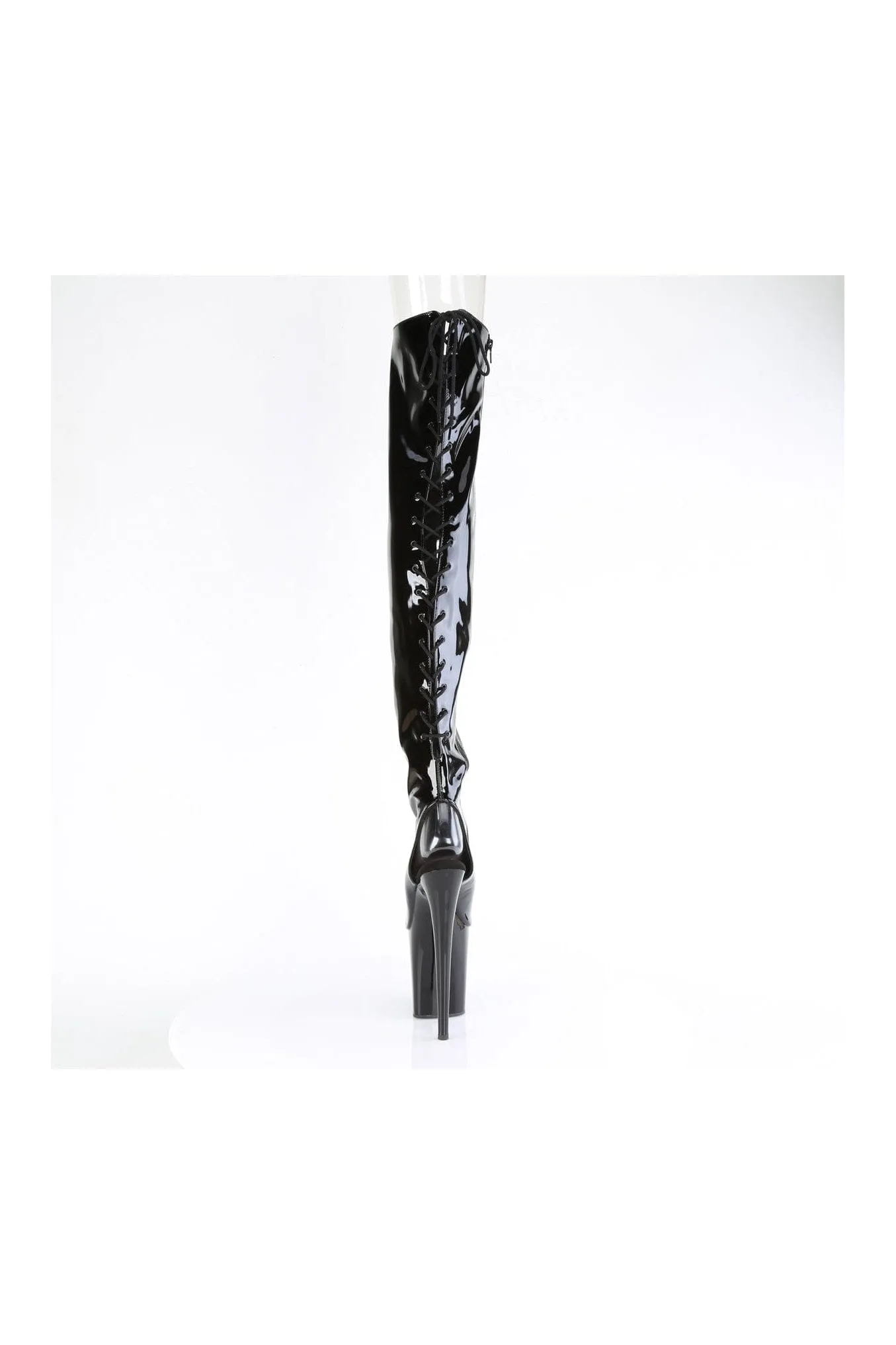 FLAMINGO-3017 Black Patent Thigh Boot