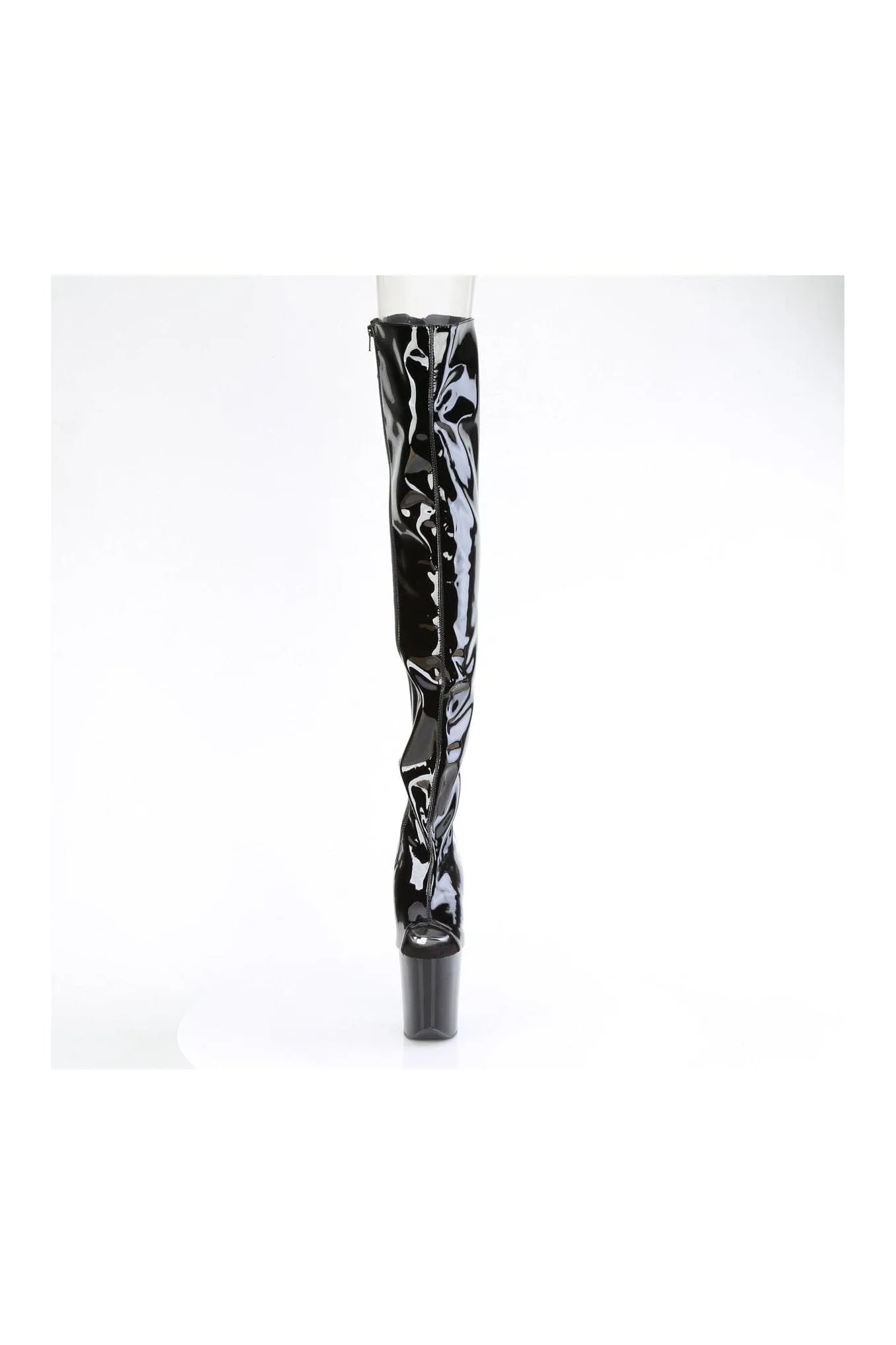 FLAMINGO-3017 Black Patent Thigh Boot