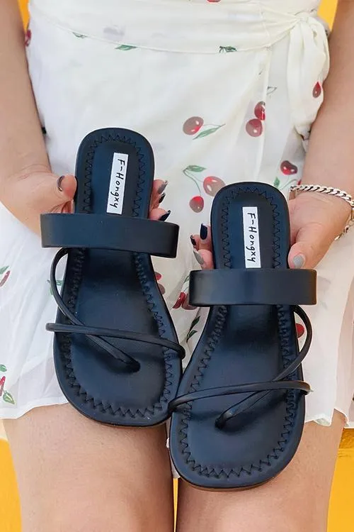 Flat Strappy Slipper Sandals
