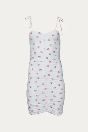FLORAL RUCHED STRETCH-JERSEY MINI DRESS
