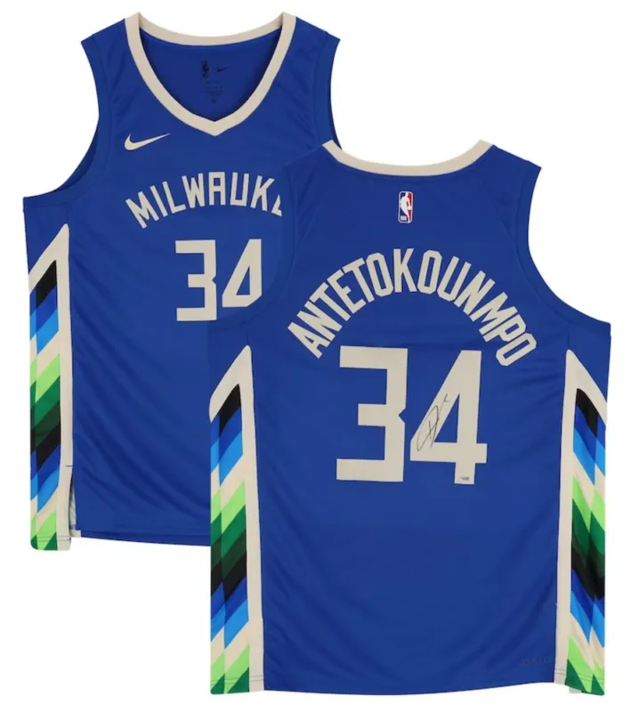 GIANNIS ANTETOKOUNMPO Bucks 2022-23 Autographed City Edition Jersey FANATICS