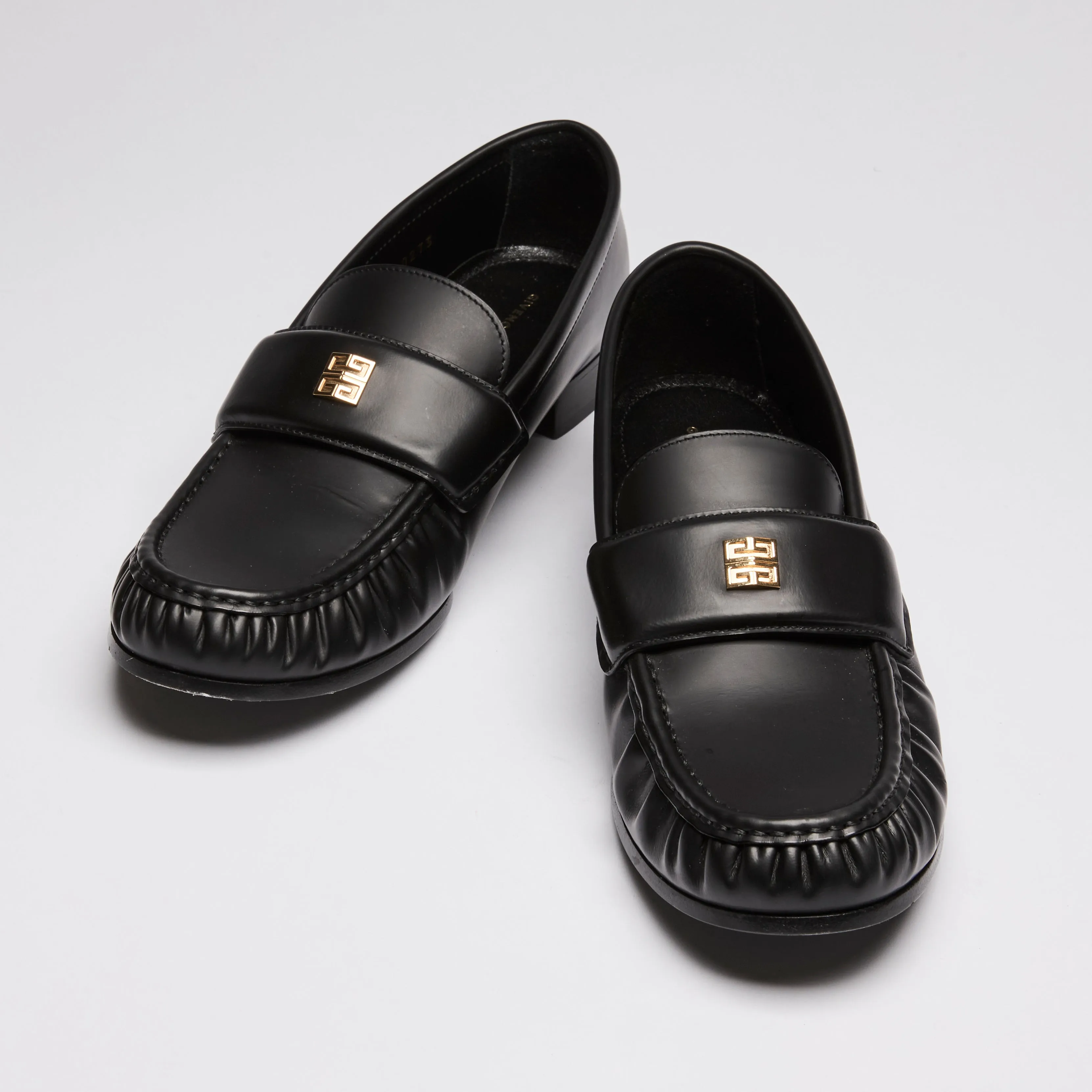 Givenchy Black Brushed Leather Loafers Size 40