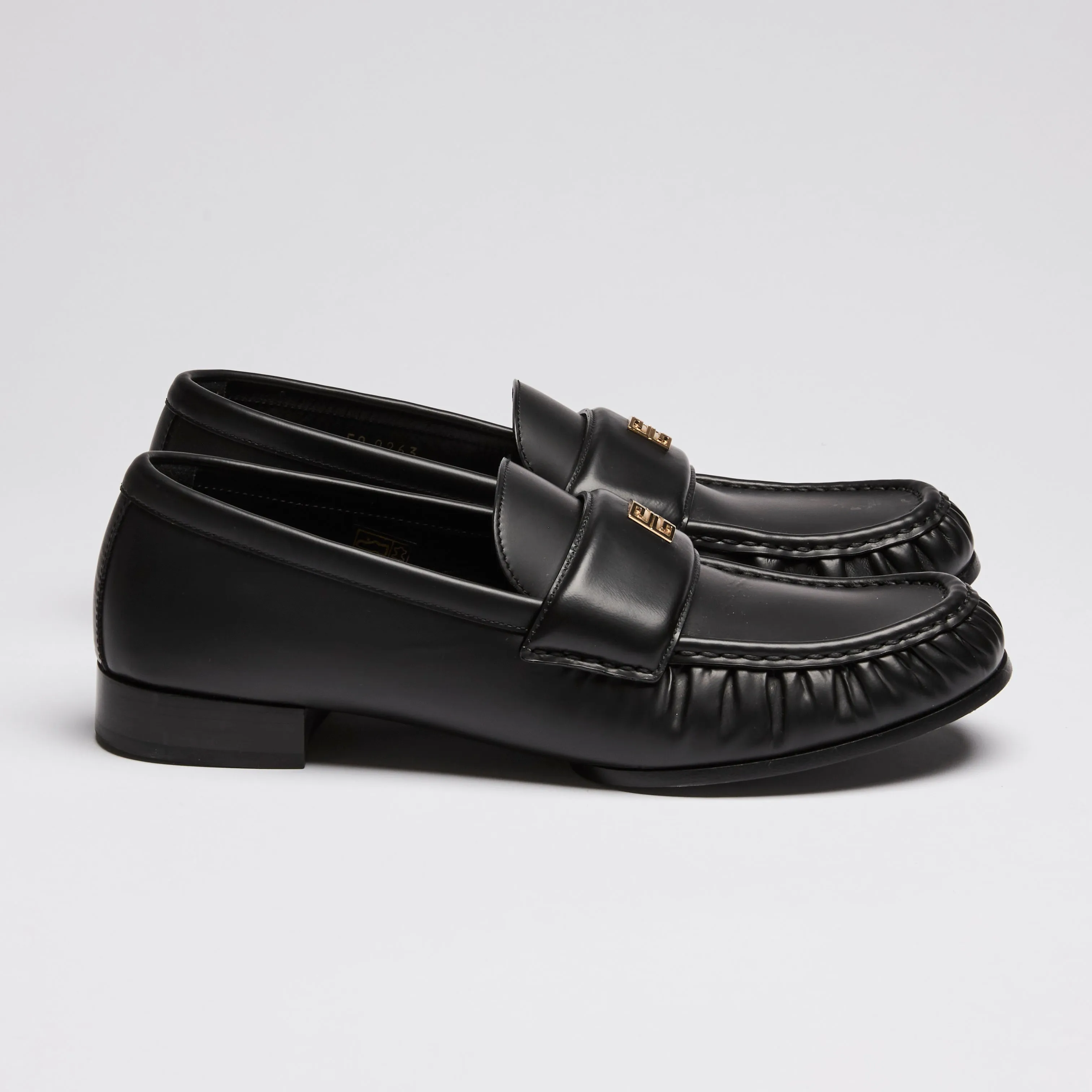 Givenchy Black Brushed Leather Loafers Size 40