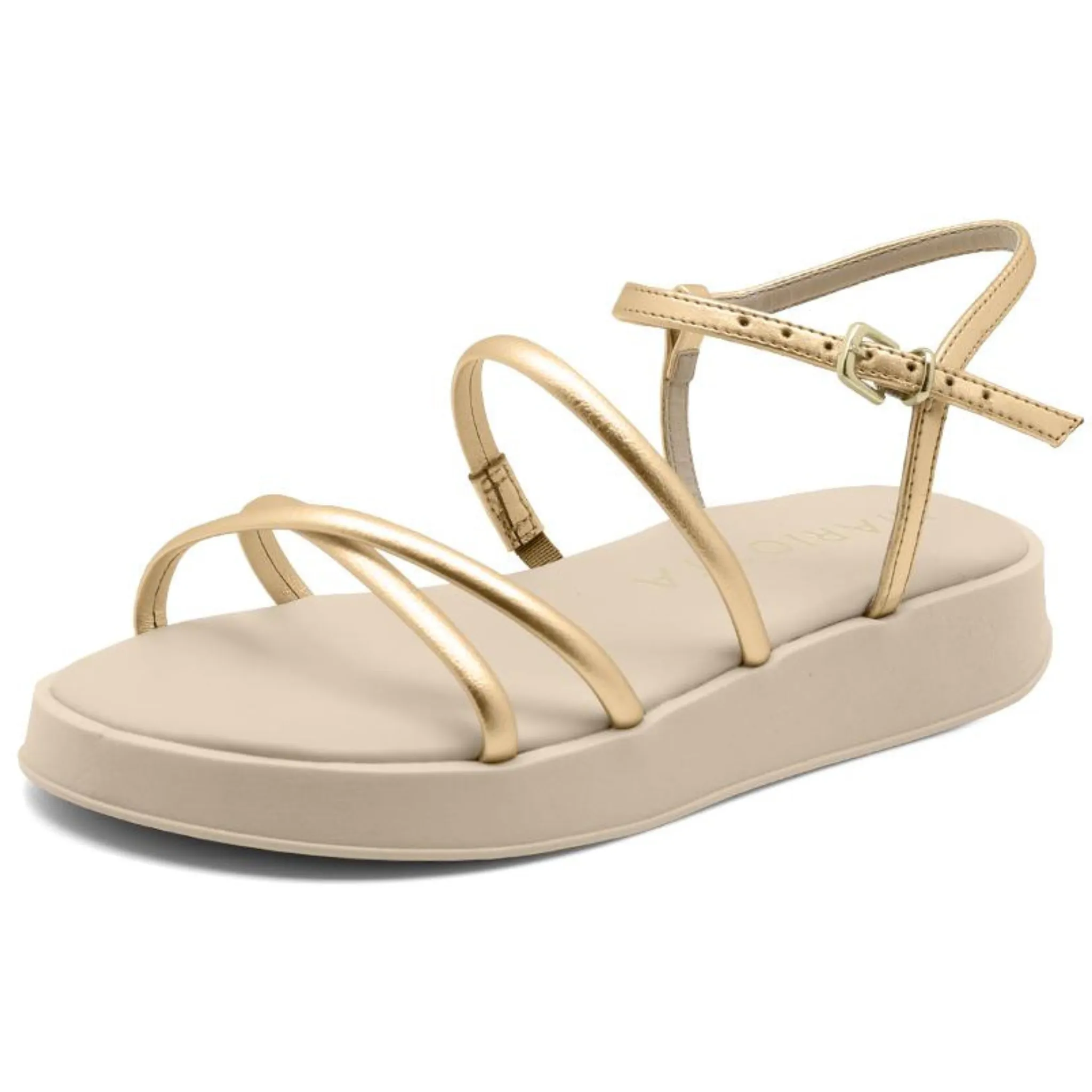 Gold Strappy Flatform Sandals
