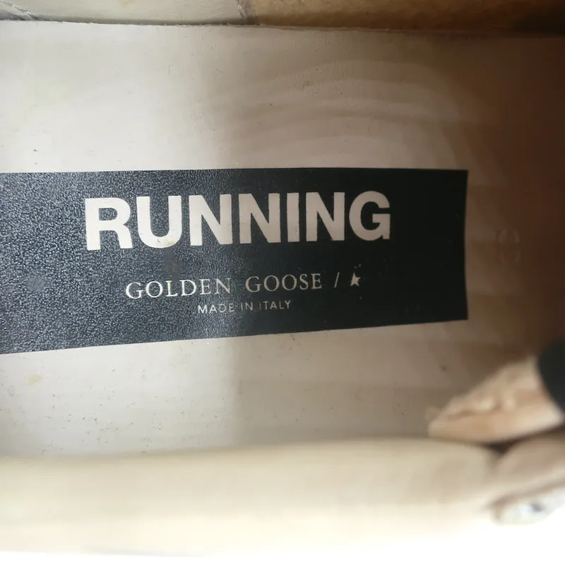 Golden Goose Running Sole Sneakers Silver Leather & White Fabric Size 38