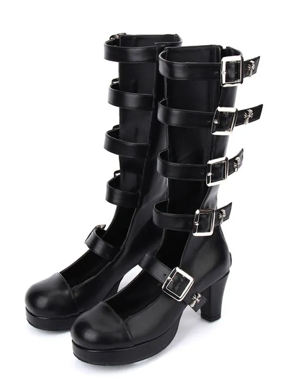 Gothic Lolita Boots Kitten Heel Platform Punk Style Buckle Boots With Buckle