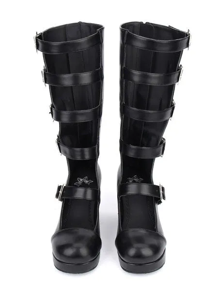 Gothic Lolita Boots Kitten Heel Platform Punk Style Buckle Boots With Buckle