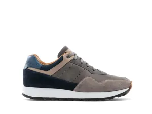 Grey Suede and Navy Leather Tavua Lace Up Running Sneaker Shoes - Sneaker Shoes
