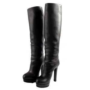Gucci Leather Platform Knee High Boots IT 35.5 US 5.5 Brown