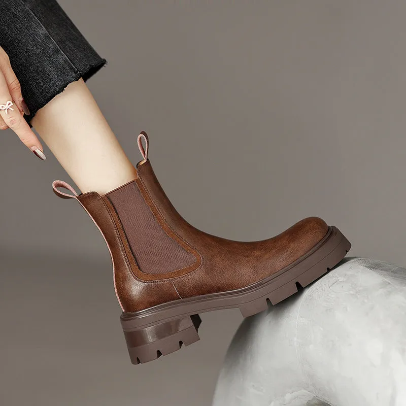 Hanan Brown Leather Platform Boots
