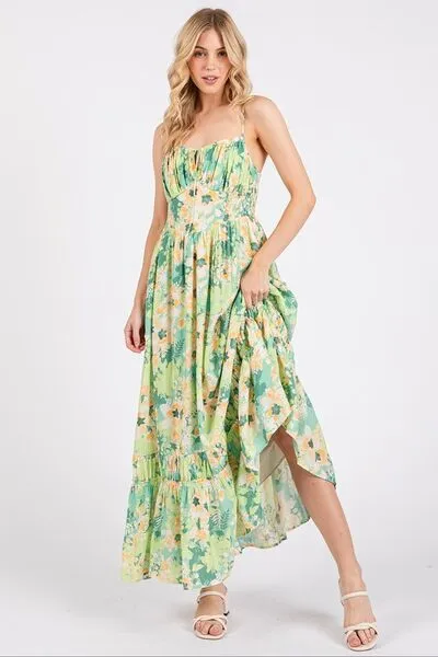 Hazel Blues® |  Mittoshop Floral Smocked Back Ruffled Hem Maxi Cami Dress