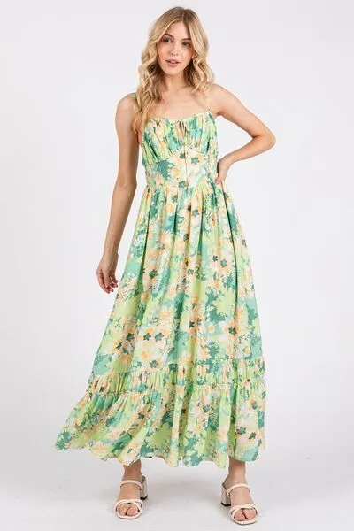 Hazel Blues® |  Mittoshop Floral Smocked Back Ruffled Hem Maxi Cami Dress