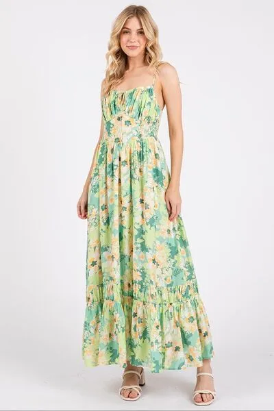 Hazel Blues® |  Mittoshop Floral Smocked Back Ruffled Hem Maxi Cami Dress