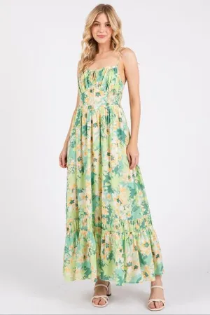 Hazel Blues® |  Mittoshop Floral Smocked Back Ruffled Hem Maxi Cami Dress