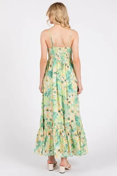 Hazel Blues® |  Mittoshop Floral Smocked Back Ruffled Hem Maxi Cami Dress