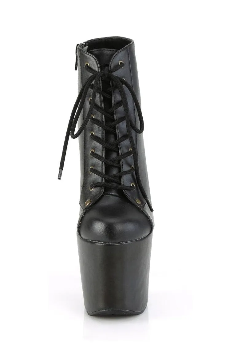 HEX-1005 Thigh Boot | Black Faux Leather