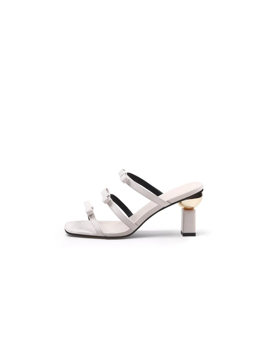 Isora Triple Bow Strap Heel Pump - Cream