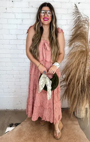 Jazzy Scalloped Tie Shoulder Maxi Dress