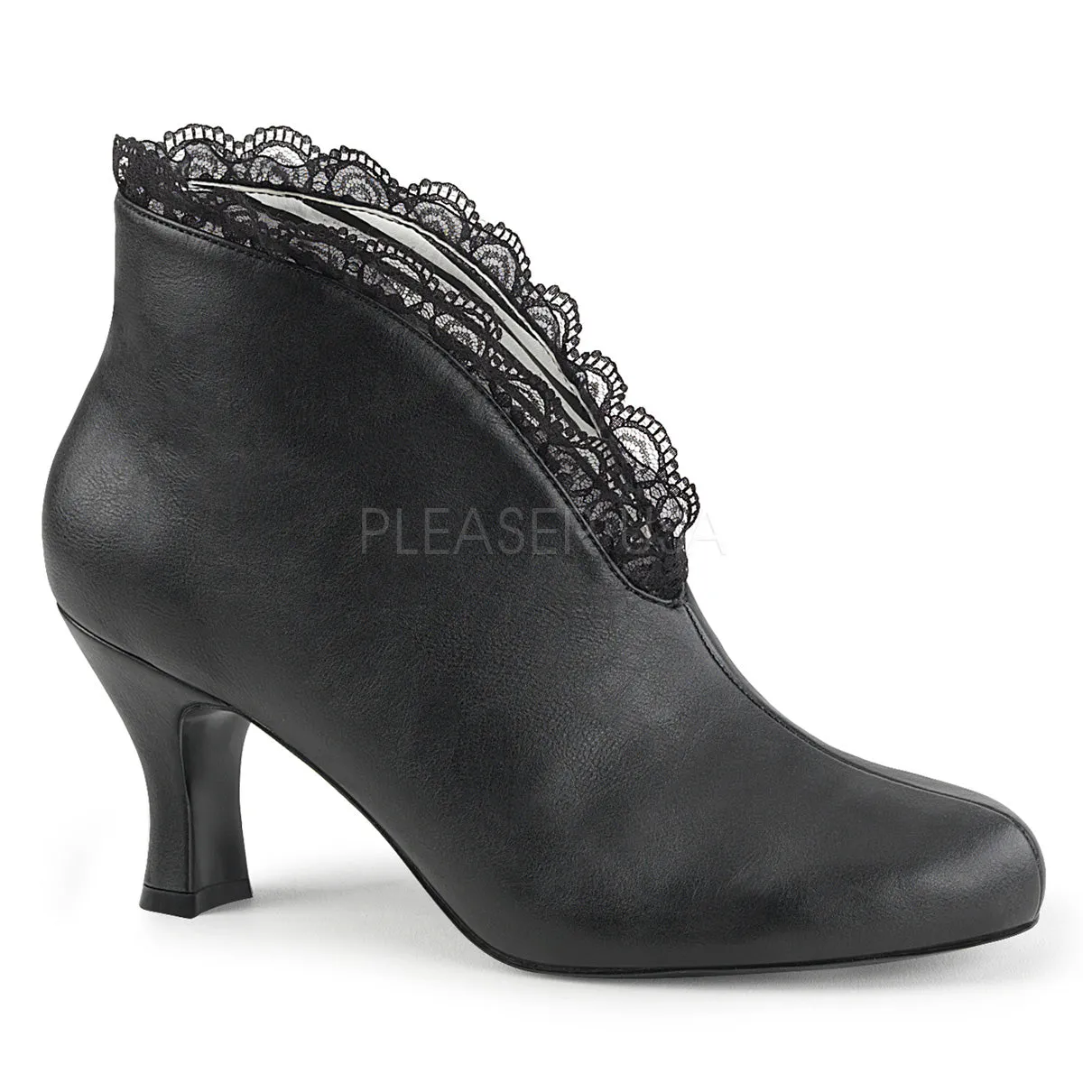 JENNA-105  Black Faux Leather-Lace