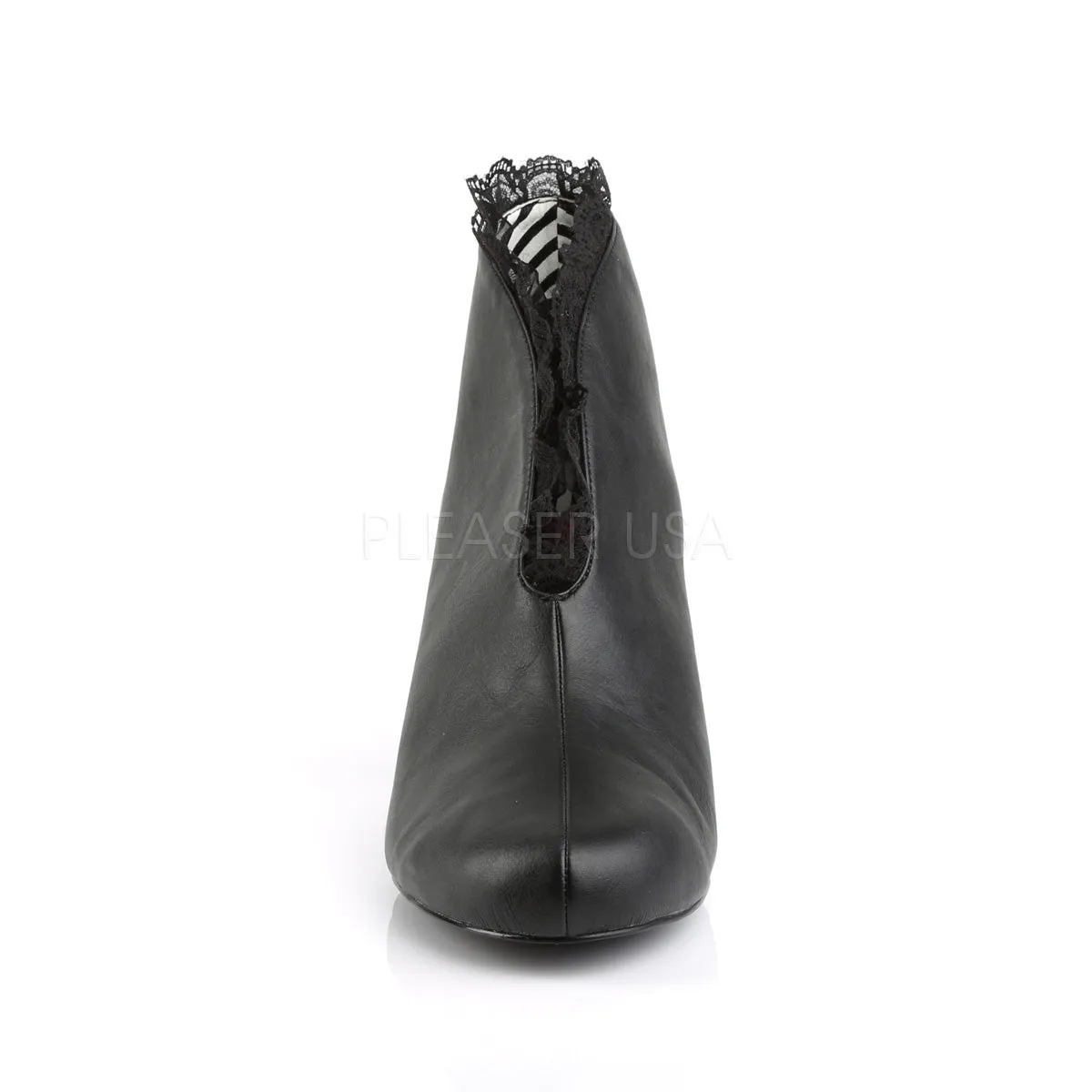 JENNA-105  Black Faux Leather-Lace