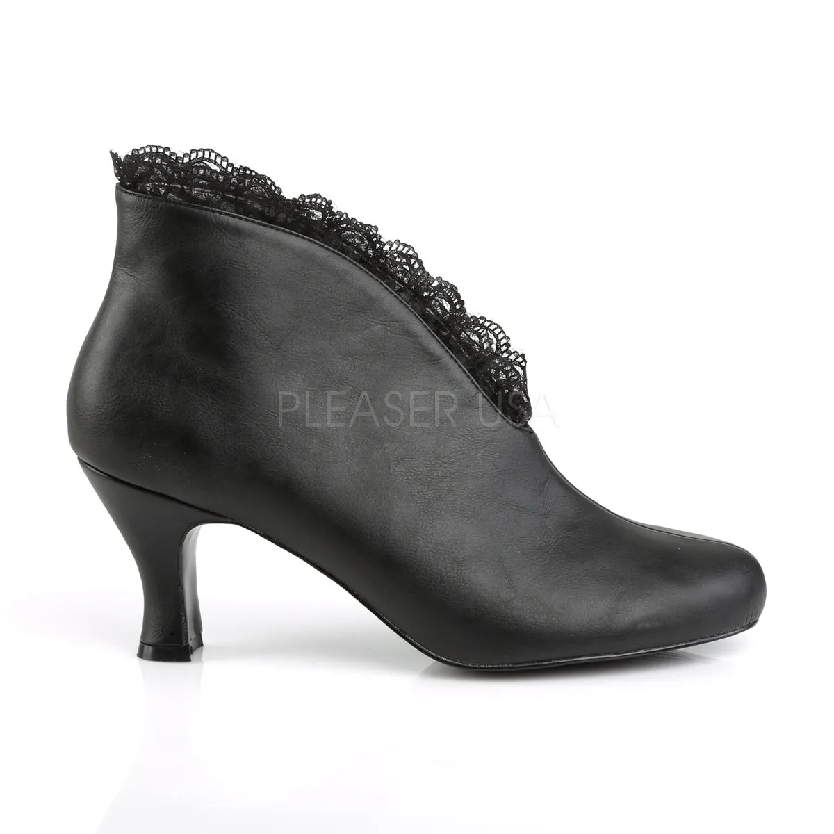 JENNA-105  Black Faux Leather-Lace
