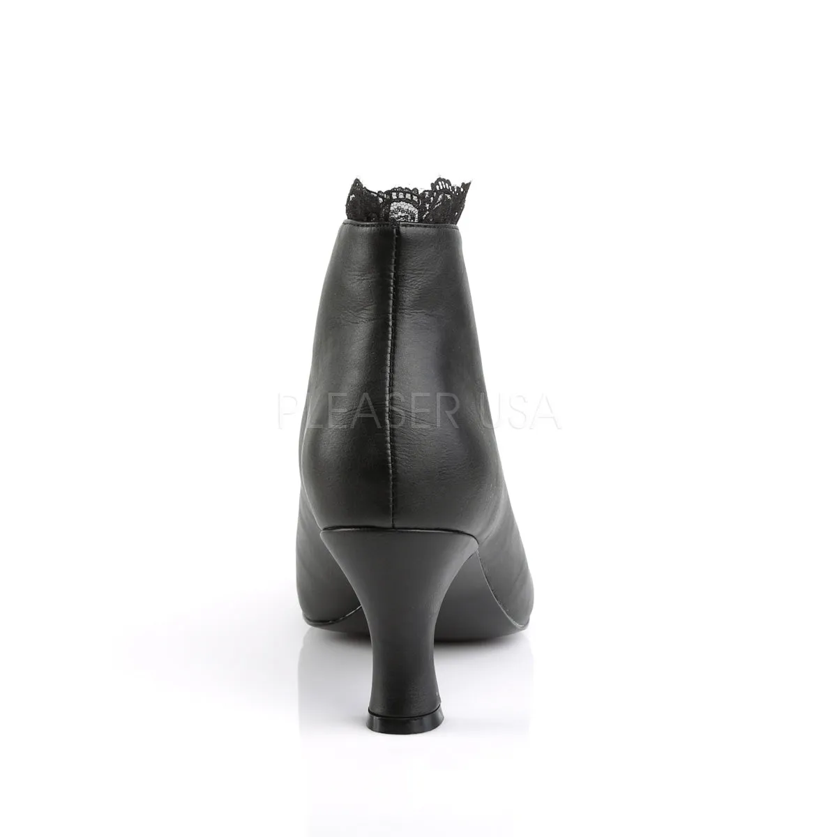 JENNA-105  Black Faux Leather-Lace