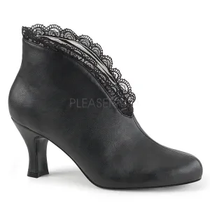 JENNA-105  Black Faux Leather-Lace