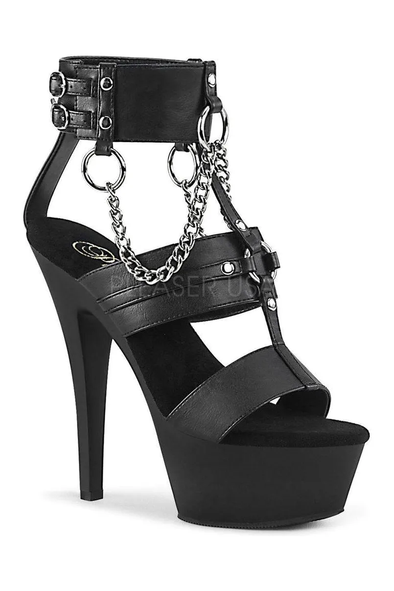 KISS-261 Exotic Platform Sandal | Black Faux Leather