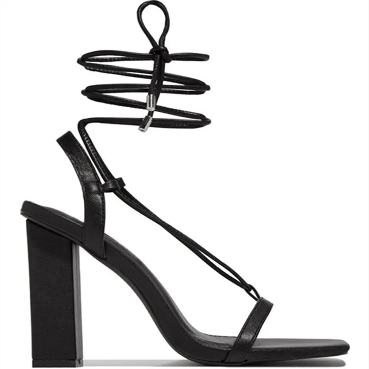 Lace-up Strappy Leather Sandals