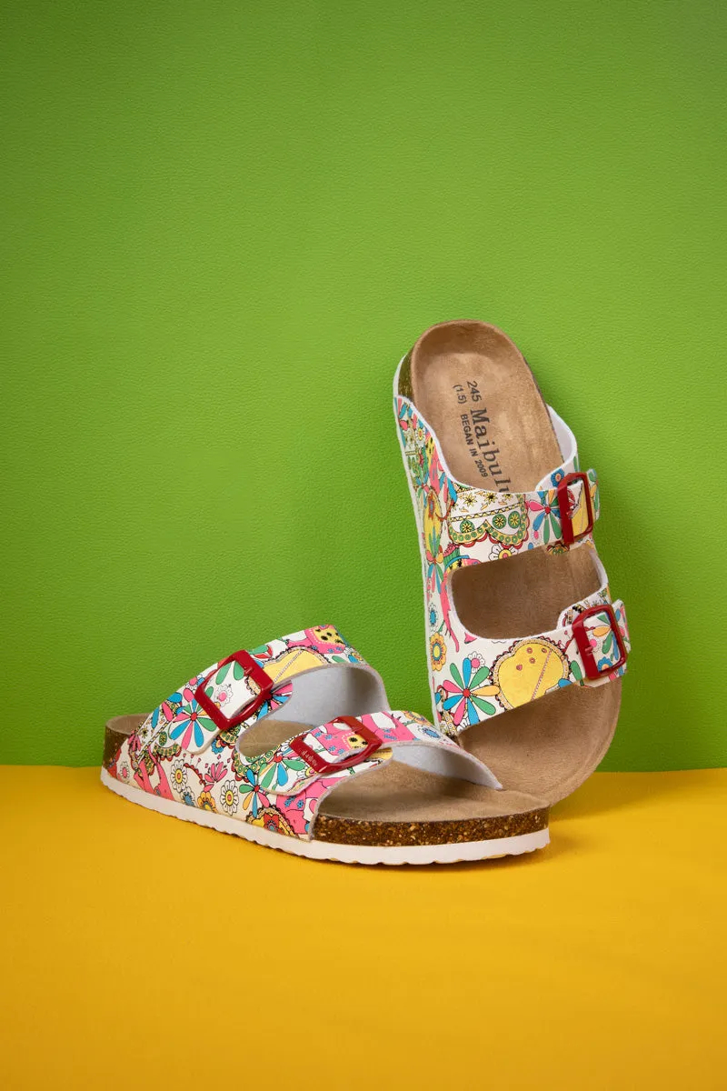 Lovey Dovey Floral Printed Double Strap Sandal