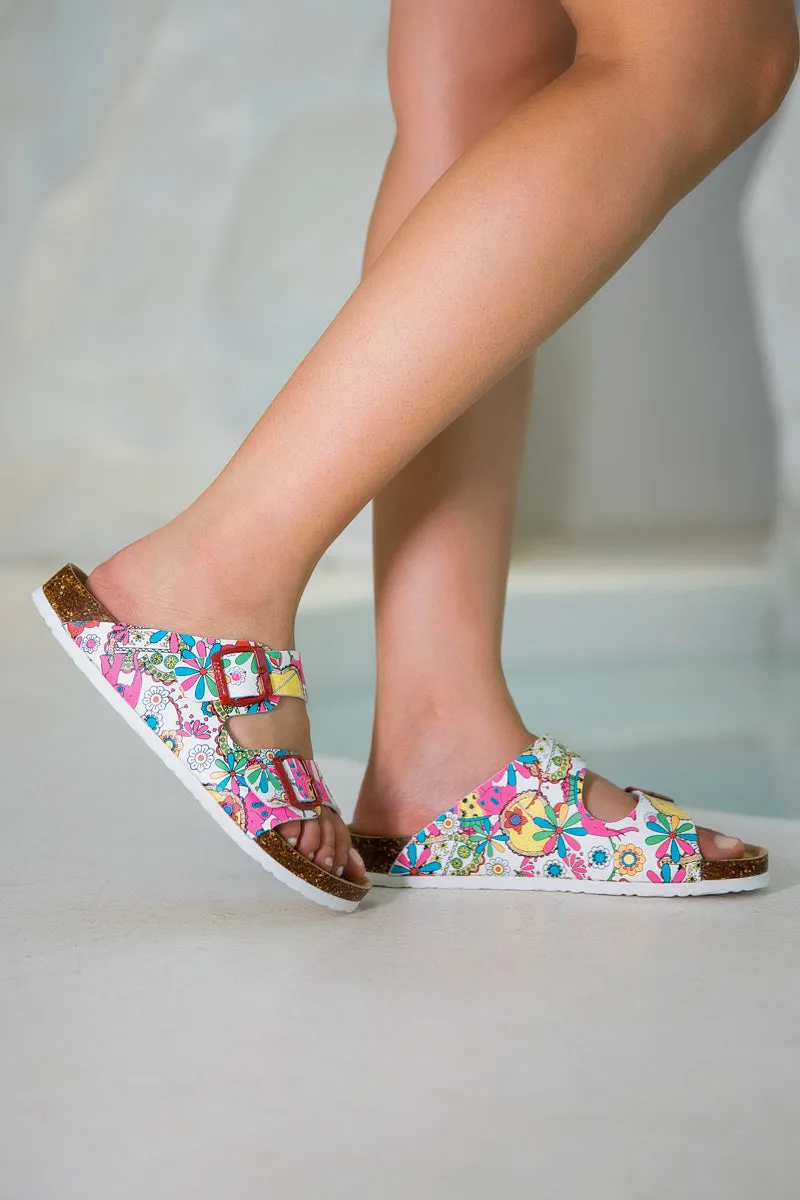 Lovey Dovey Floral Printed Double Strap Sandal