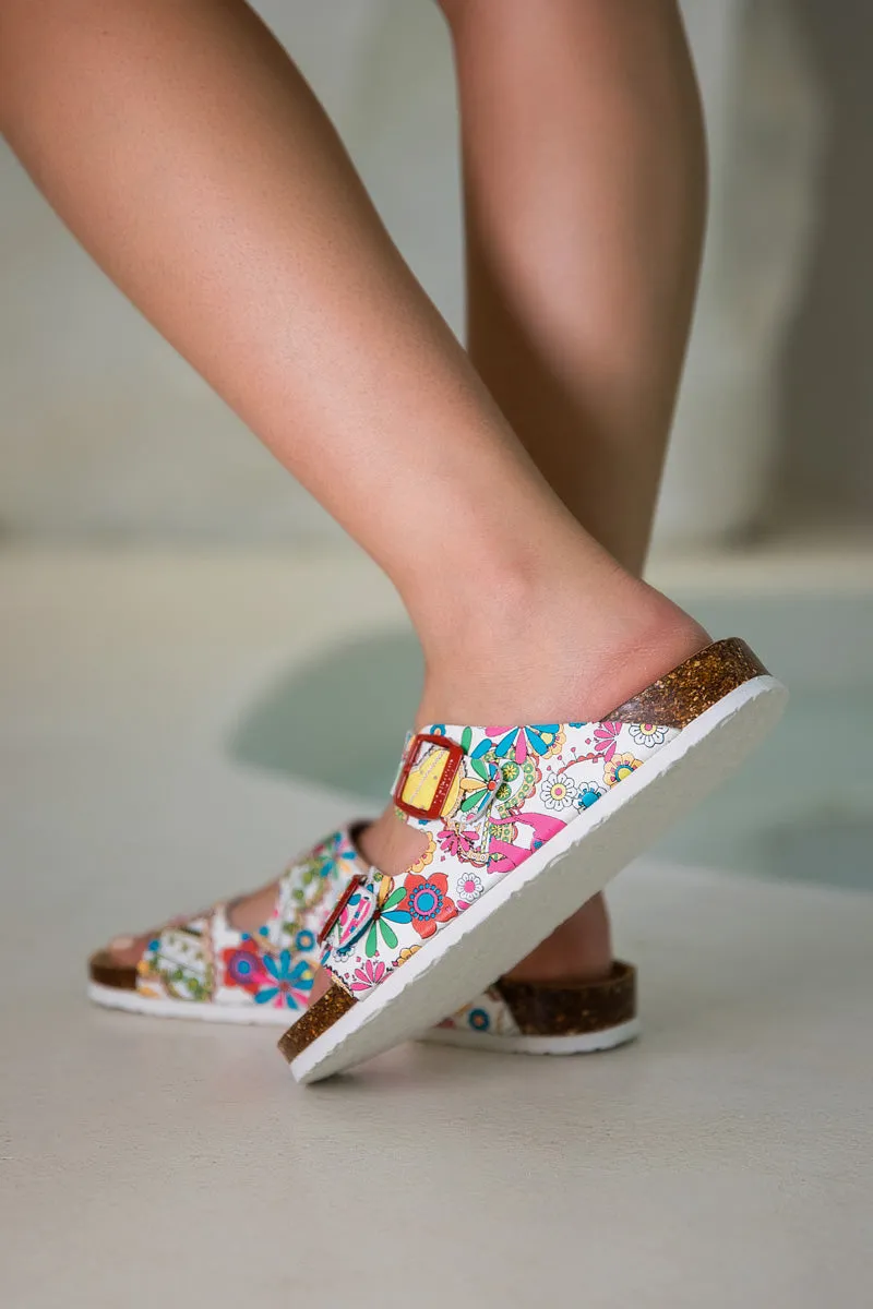 Lovey Dovey Floral Printed Double Strap Sandal
