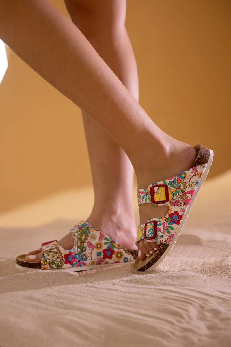 Lovey Dovey Floral Printed Double Strap Sandal