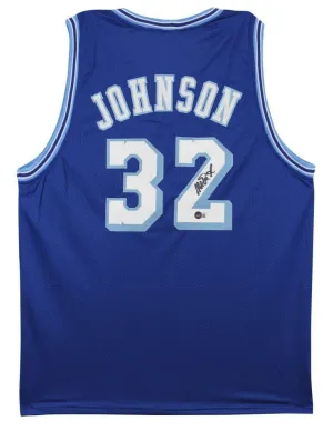 Magic Johnson Signed Los Angeles Lakers Blue Jersey (Beckett COA) 5xNBA Champion